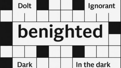 benighted crossword clue
