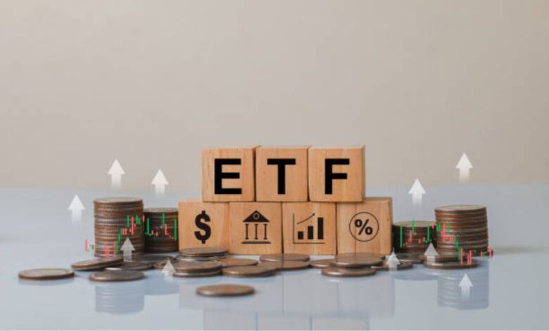 Blocks with ETF symbols and coins